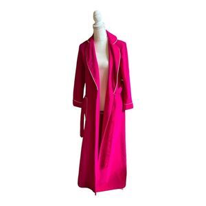 Vintage Kayser Felt Velour Hostess Robe Sleepwear Intimates Hot Pink US Petite